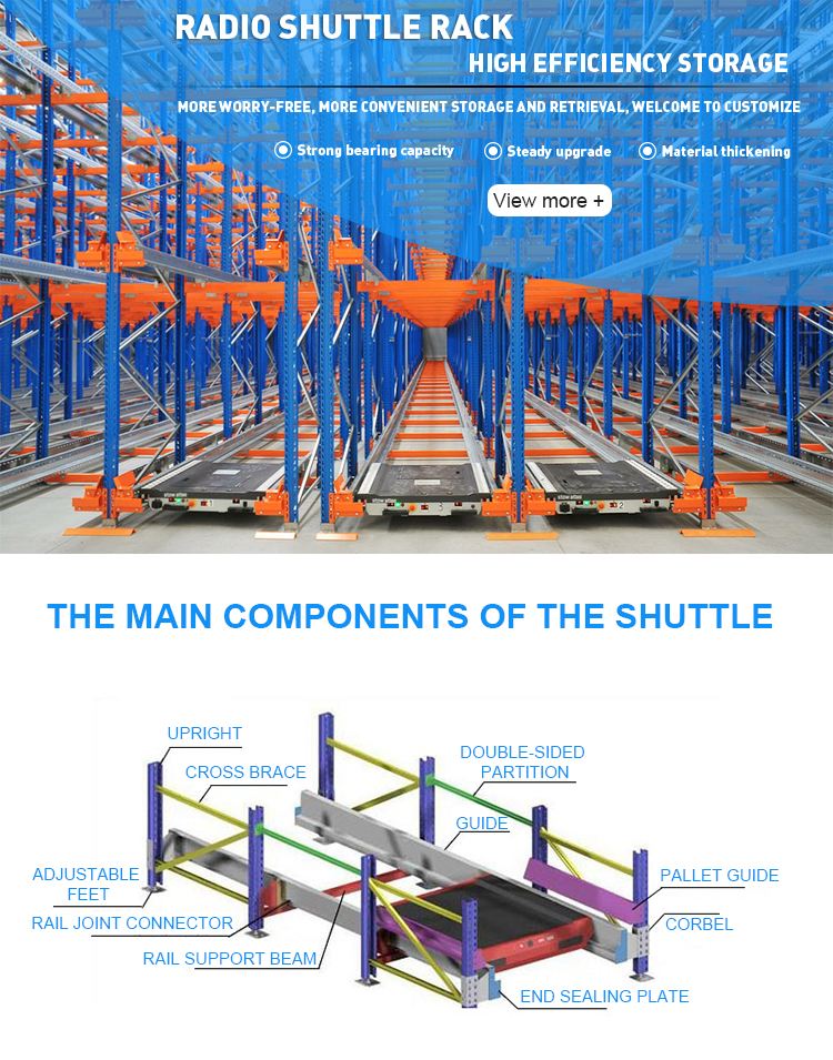 China Heavy Duty Pallet Shuttle Radio Shuttle Racking High Density Warehouse Pallet Racking Systems