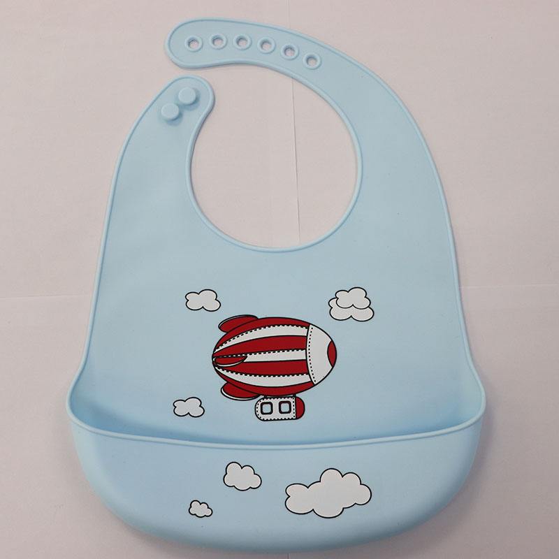 Customized Printed Logo Multi Colored Soft Silicone Waterproof Baby Bibs with Crumb Catcher