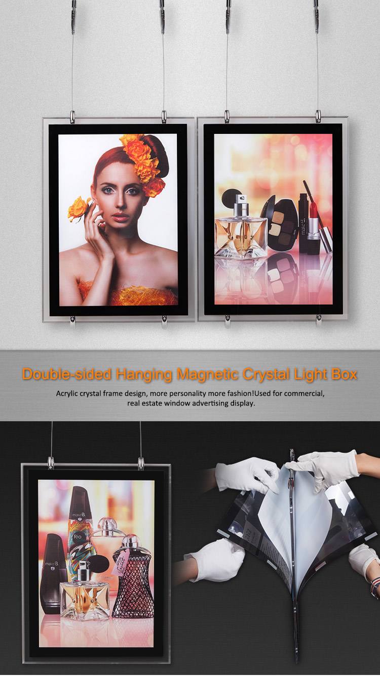 slim LED window displays acrylic photo frame light box A4 A3 A2 A1 hanging crystal light box