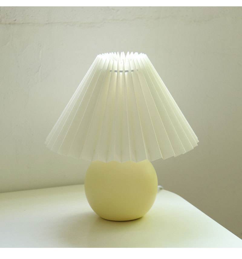 Korean Pleated Table Lamp Ins DIY Ceramic Table Lamps for Living Room Home Decor Cute With Tricolor led Bulb Beside Lamp