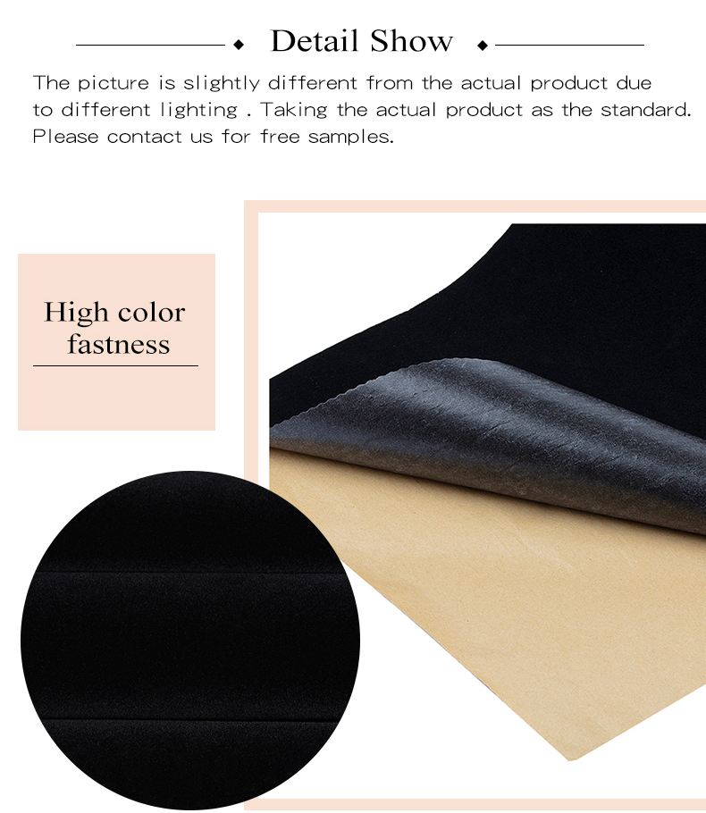 adhesive bracelet box velvet lining black flocking pouch material fabric