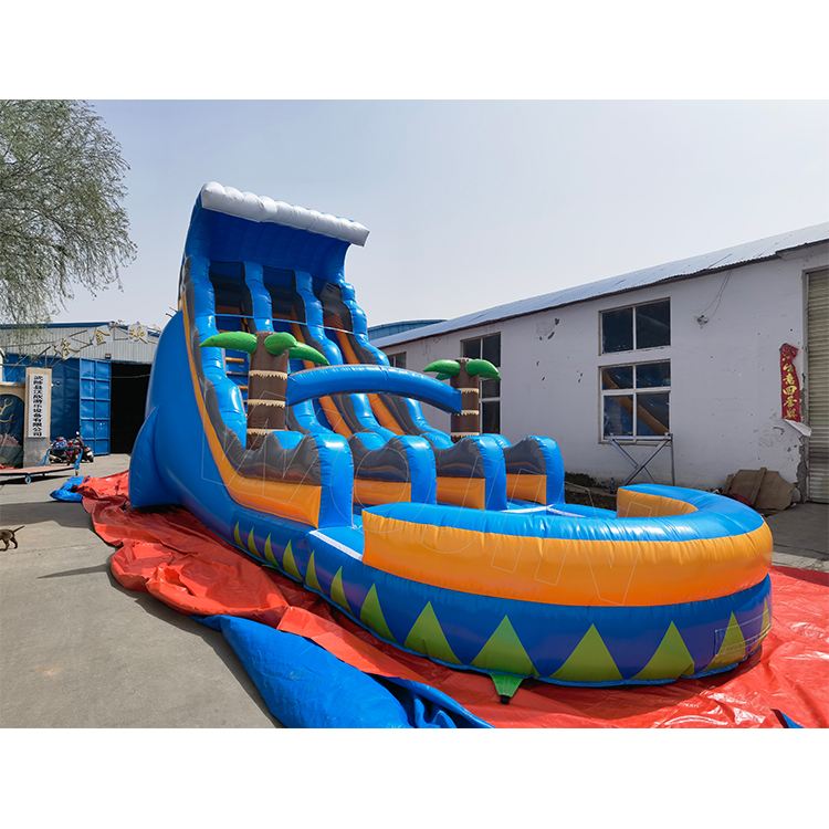 Export to Bahamas new design customized size 23ft length inflatable water slide with pool for birthday party or event