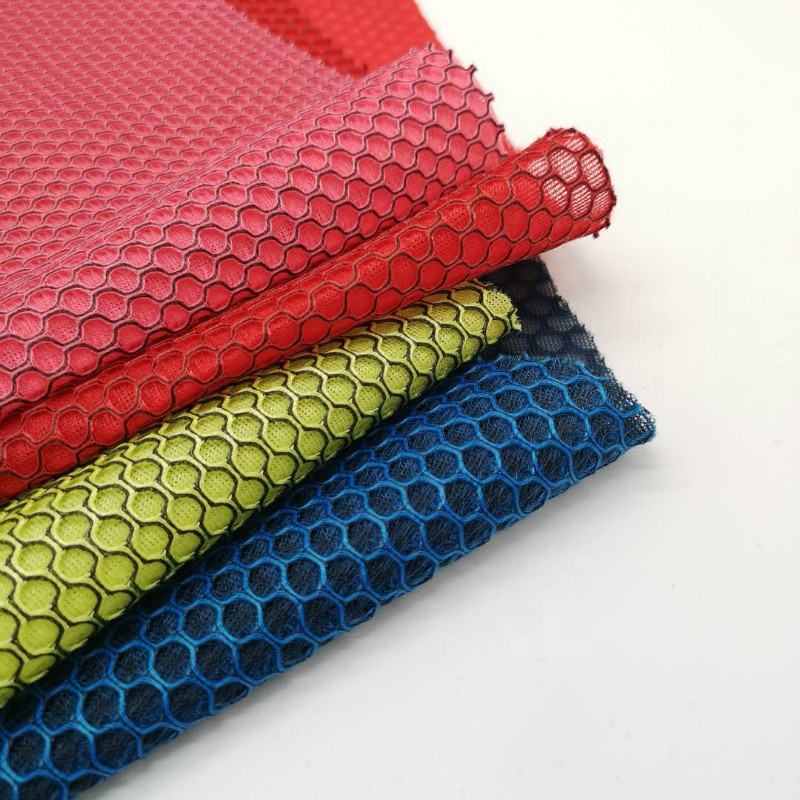 HH-002 red sandwich mesh 3D spacer polyester air mesh fabric eyelet fabric for bag garment mattress pillow breathable hexagon 3d