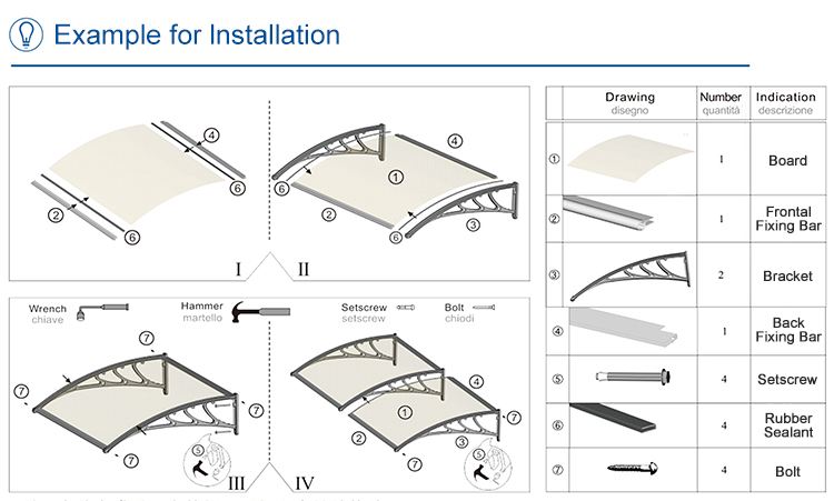 Polycarbonate Canopy Church Entrance Plastic Awning Panels