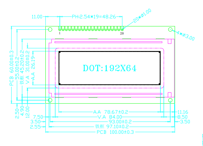 192x64 LCD Dot Matrix Module 19264 Custom Monochrome LCD Display Module