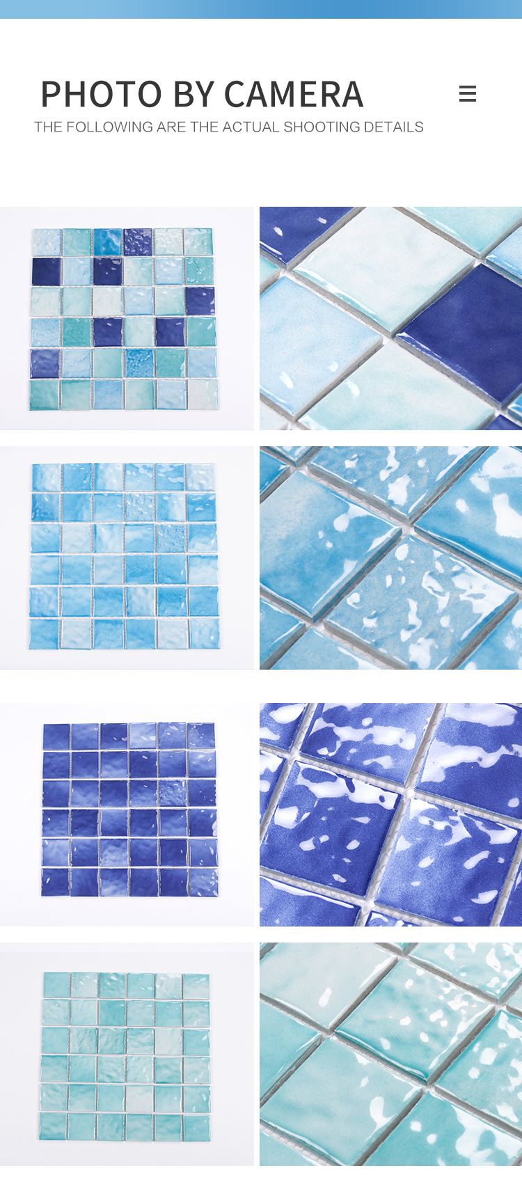 48x48mm italian porcelain backsplash square shape mixed color glazed decorative pool ceramic mosaic tile