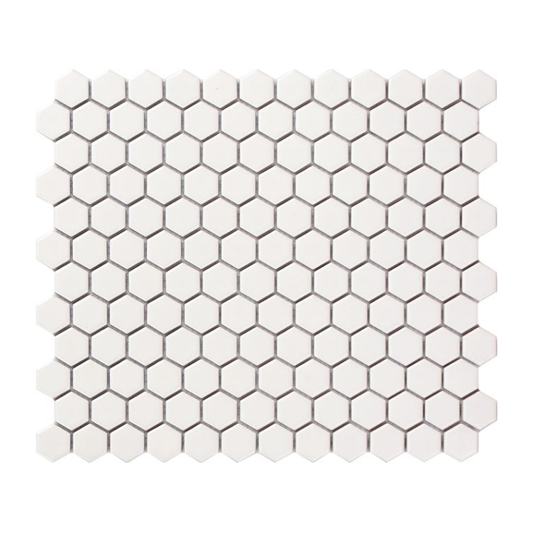 Stocks Supply 1x1 inch small hexagon white matt. Kitchen backsplash Porcelain Ceramic Mosaic Tile for Floor and Wall
