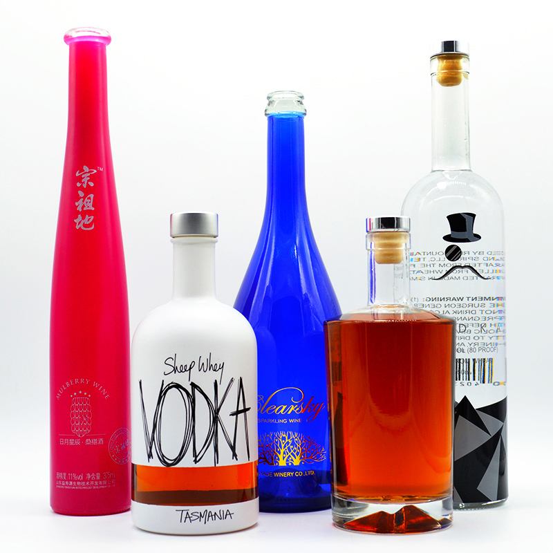 750ml 1 Liter vodka Glass liquor Bottle wholesale glass whisky bottle frosted glass wine bottle