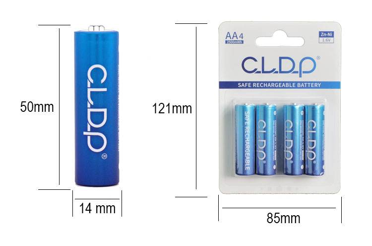 Wholesale Rechargeable Battery ECO-friendly 1.6V 800/1500/2500 mWh Nickel-Zinc Rechargable Battery AA Rechargeable Batteries