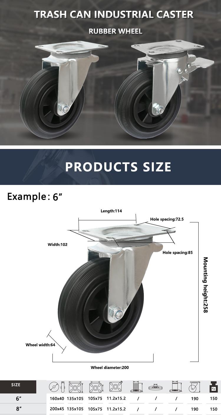 European Standard Circlip Waste Bin Wheel Caster With Plastic Center