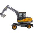 farm machinery 6 ton wheel excavator digger with A/C cabin and outrigger