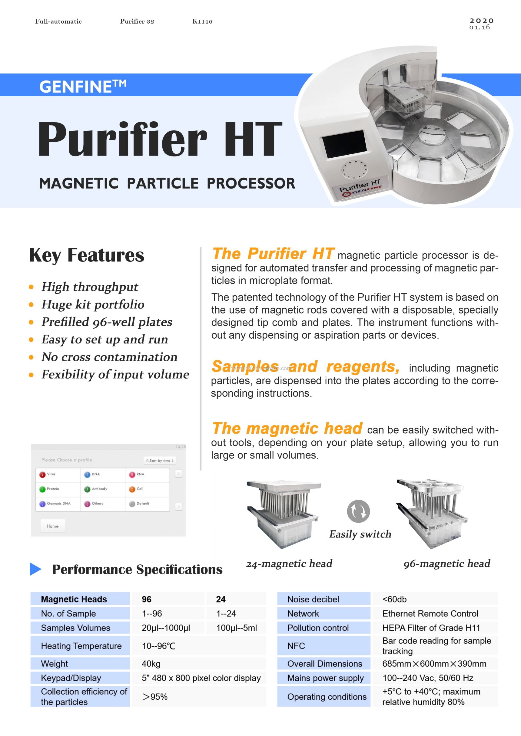 Purifier Automatic Nucleic Acid Extractor  Nucleic Acid Detector Protein Extraction System 96 Nucleic Acid Purification System