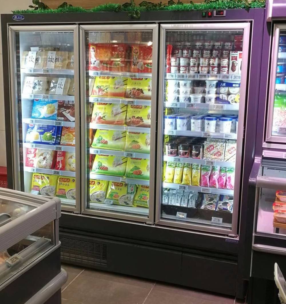 Best selling island freezer refrigeration equipment display showcase sliding door ice cream fridge merchandiser