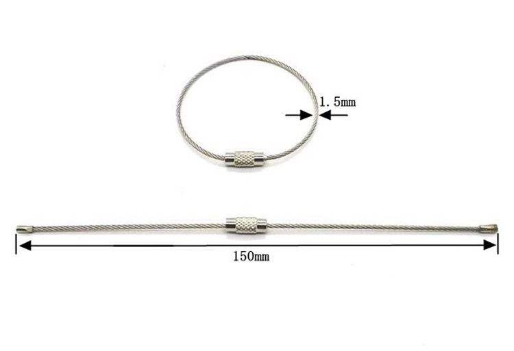 YIWANG Wholesale Silver 150mm Length Stainless Steel Wire Cable Key Chain Ring