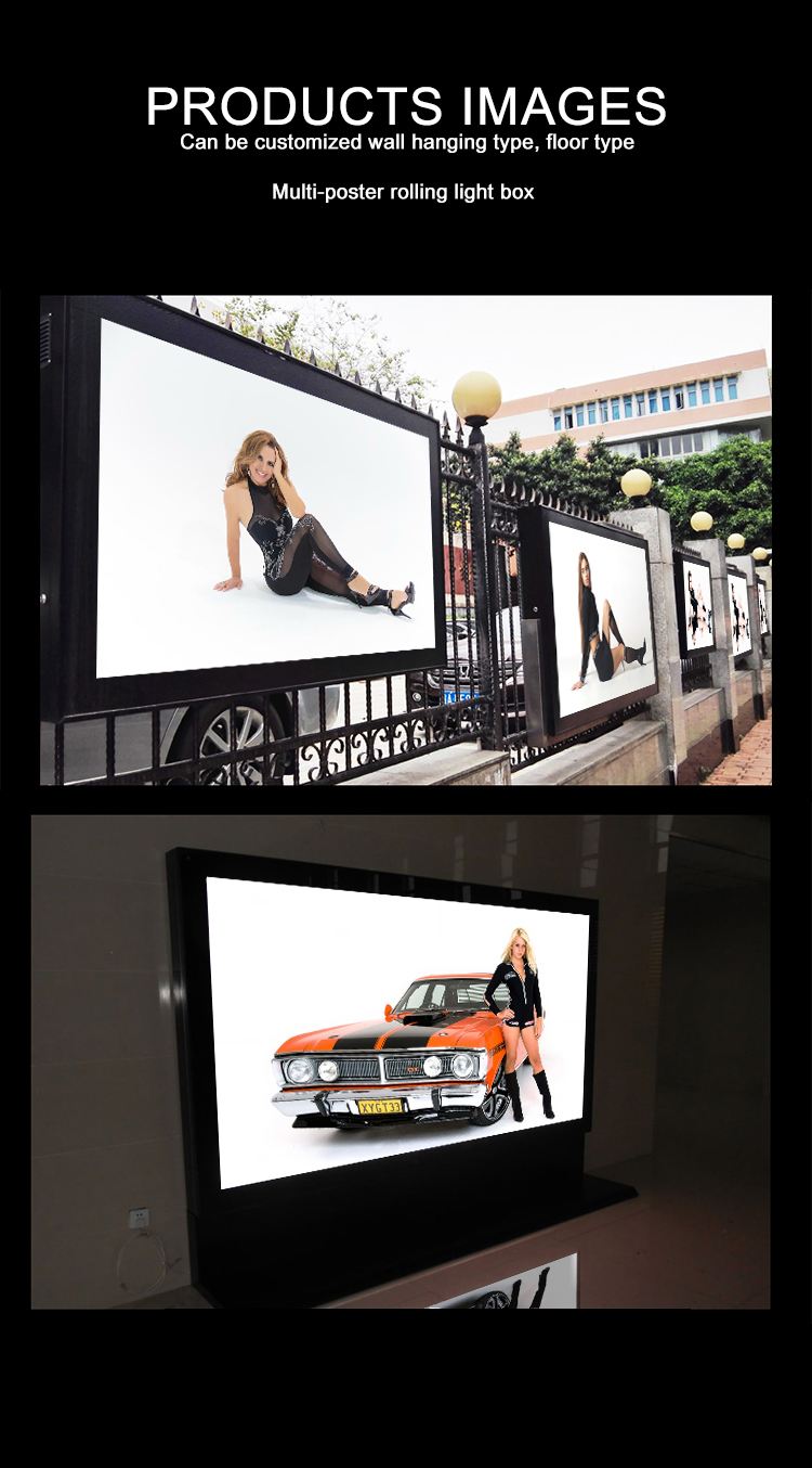 ADE customized vertical horizontal advertising scrolling poster display engine billboard outdoor light box manufacturer