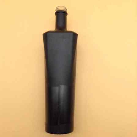 750ml 25oz round black frosted glass wine bottle Customized vodka bottle spirits alcohol beverage flint glass bottles