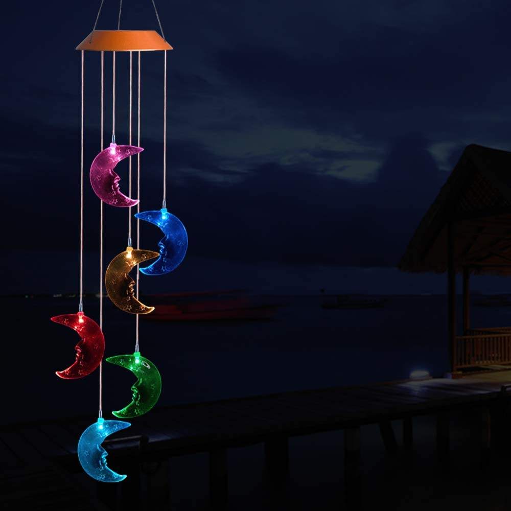 DIFUL LED Solar Light Wind Chime Star Decoration Lamp Outdoor Waterproof Garden Garland Hanging Lantern Christmas Decor Lights