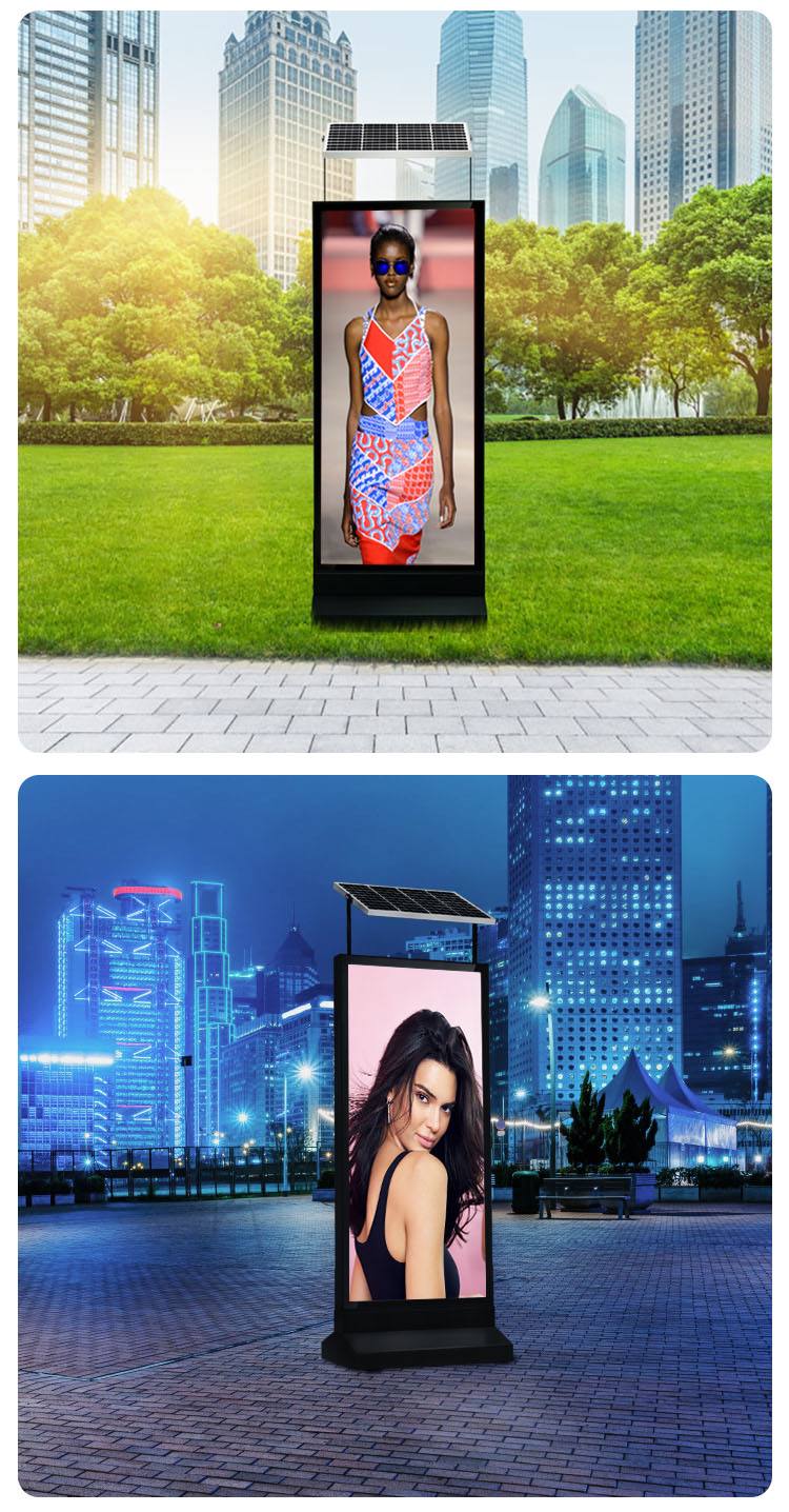 Double-sided standing advertising outdoor solar panel powered LED signage light box billboards signs