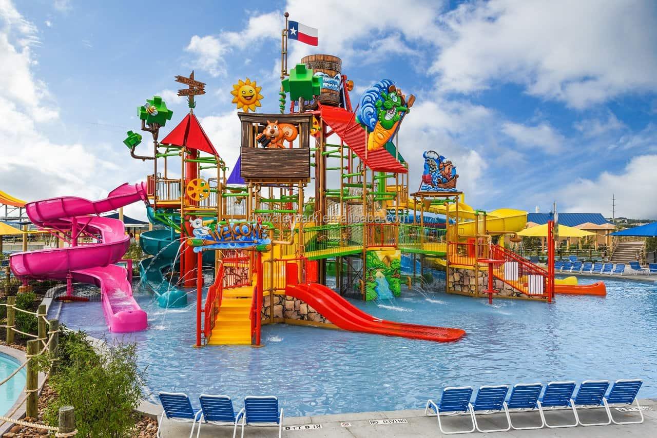Outdoor children water park games commercial ocean style new medium fiberglass water playground slides for sale