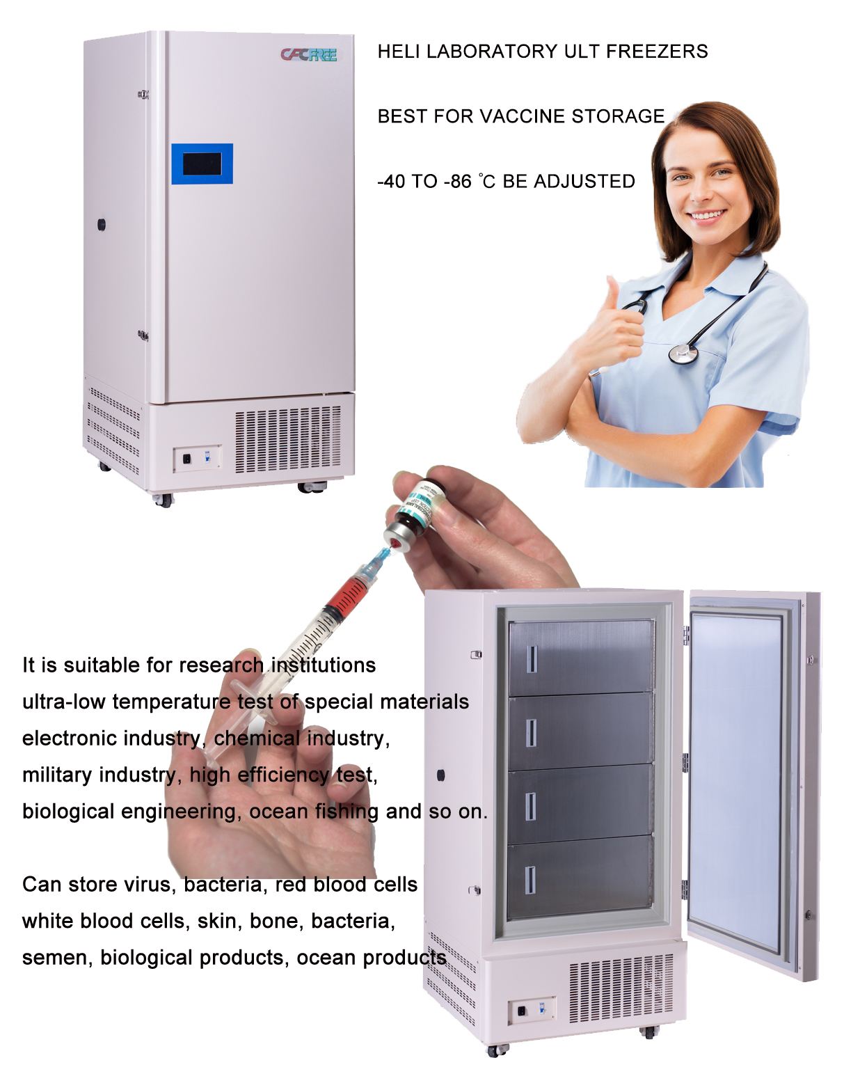 -86 Degree Vertical Medical ULT Deep Equipment For Laboratory Use