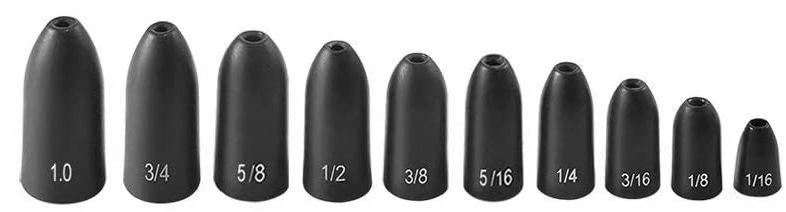 Various Sizes Tungsten Worm Weight Bullet Shape Flipping Sinkers