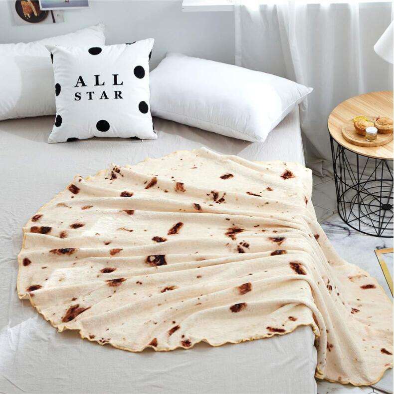 Hottest Customized Printing Flannel throw blanket warm funny 72 inch round tortilla burrito throw blanket