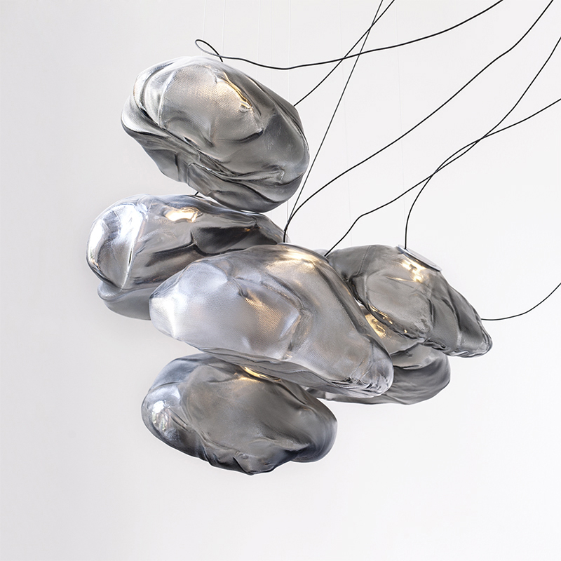 Designer art restaurant single chandelier Nordic style creative minimalist bar exhibition hall soot glass chandelier