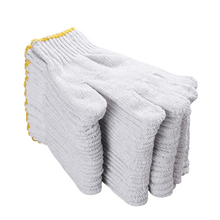 Cheap sell non slip wear resistant nylon work protection white cotton yarn gloves