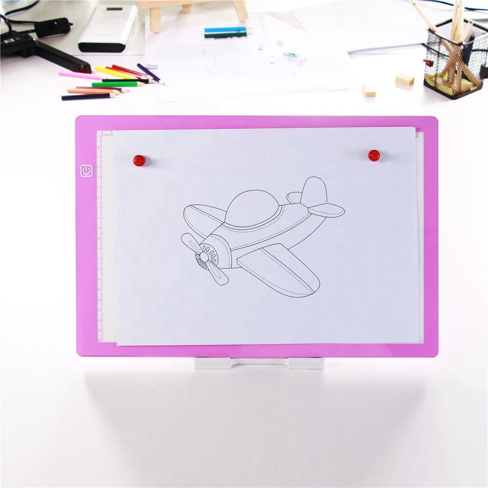 2020 New Product A4 Acrylic Pink LED drawing board magnetic Light Box LED Drawing pad light tracing Sketching drawing toys