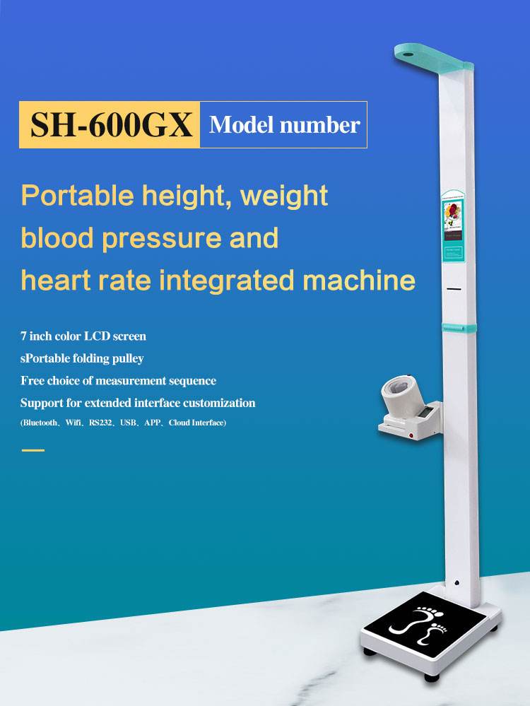 digital weight and height health checkup scale for adult with ticket thermal printing 200kg bmi blood pressure body weight scale