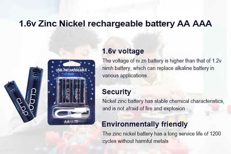 Factory  AA Size Nickel Zinc 1.6V Battery USB 1800mWh Replace 1.5V Li-ion rechargeable battery AA