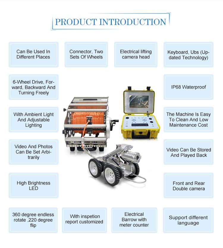 Underground Sewer Drain Sewage Pipe line Inspection Crawler Robot Camera System for Sale