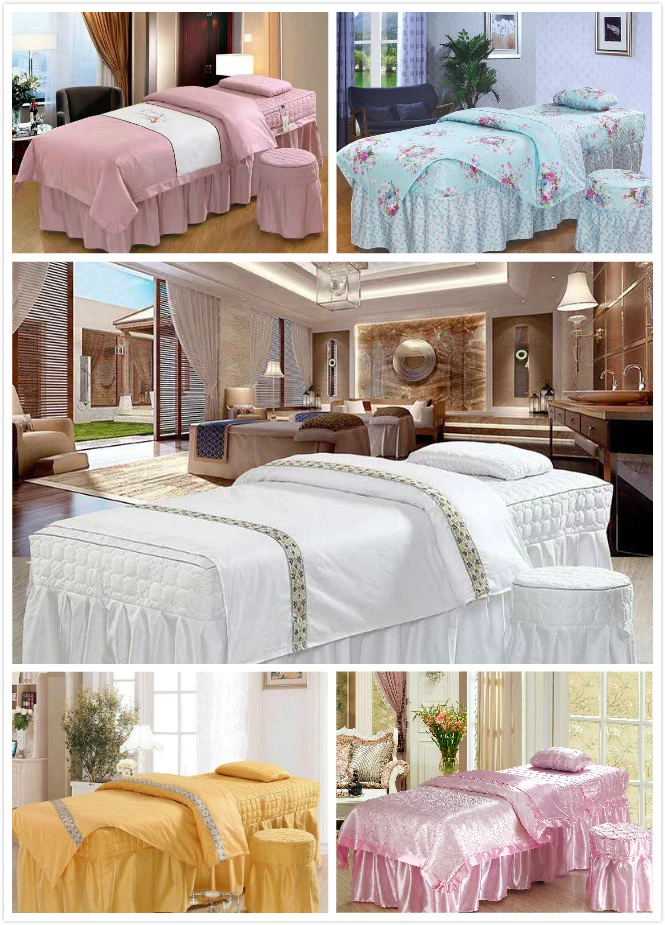 4 Pieces SPA Bedding Set Cotton Soft Skin Fell Pure Color Quilt Bed Sheet Set beauty salon massage facial bed sets bed linen