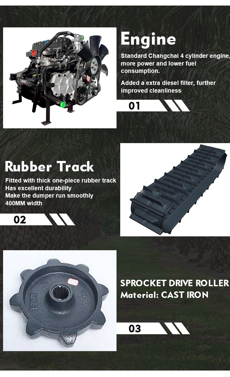 Easy to operate mini crawler dump truck crawler transporter rubber crawler dump truck for sale