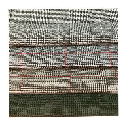 wholesale  yarn dyed recycled check woolen woven tr polyester fabric