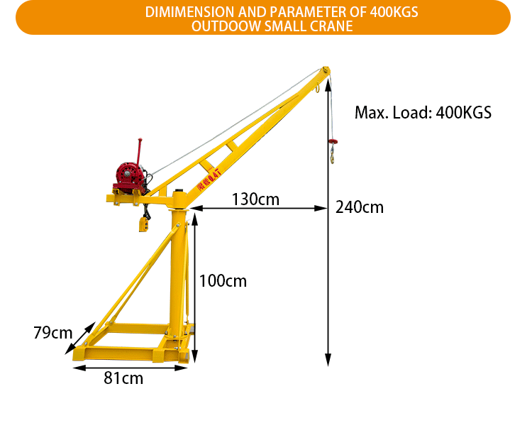 360 Degree House Materials Construction  Portable Small Jib Lift Mini Crane 360 Degree Factory Sale with Loading 400 kg Jib Lift