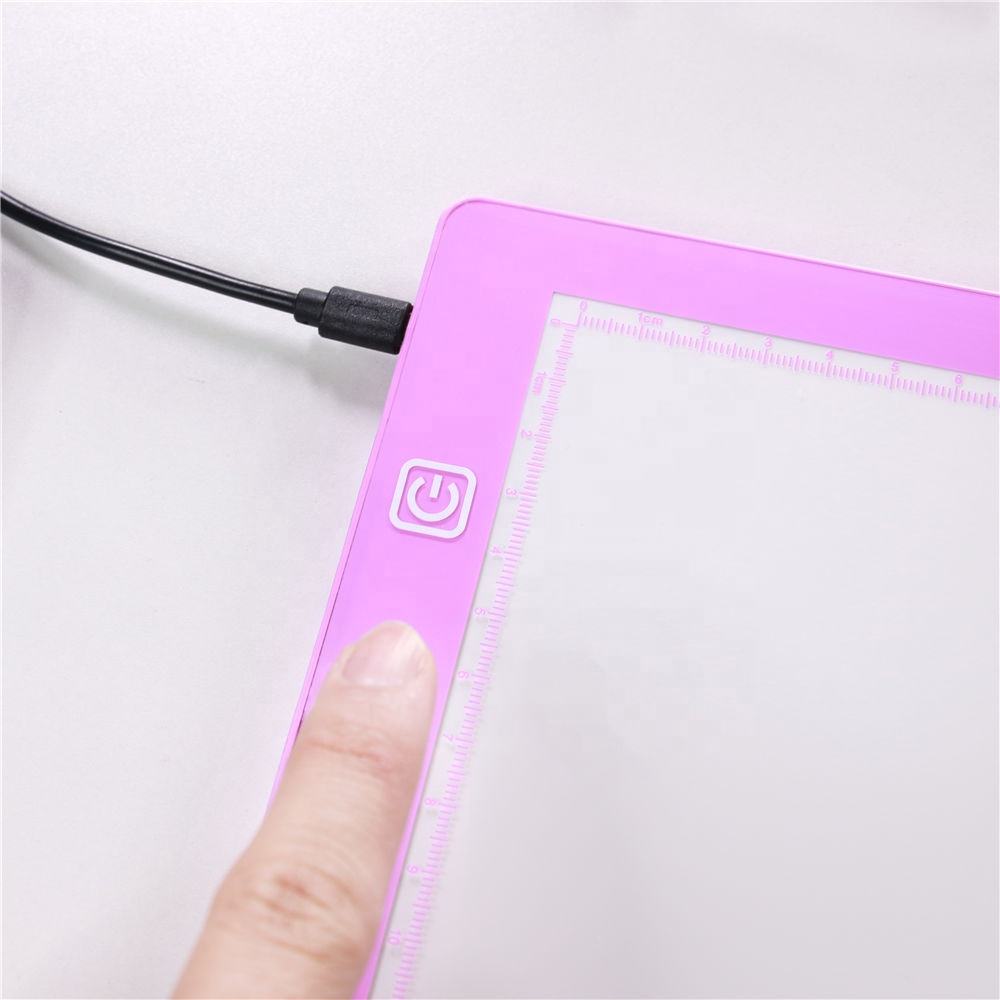 2020 New Product A4 Acrylic Pink LED drawing board magnetic Light Box LED Drawing pad light tracing Sketching drawing toys