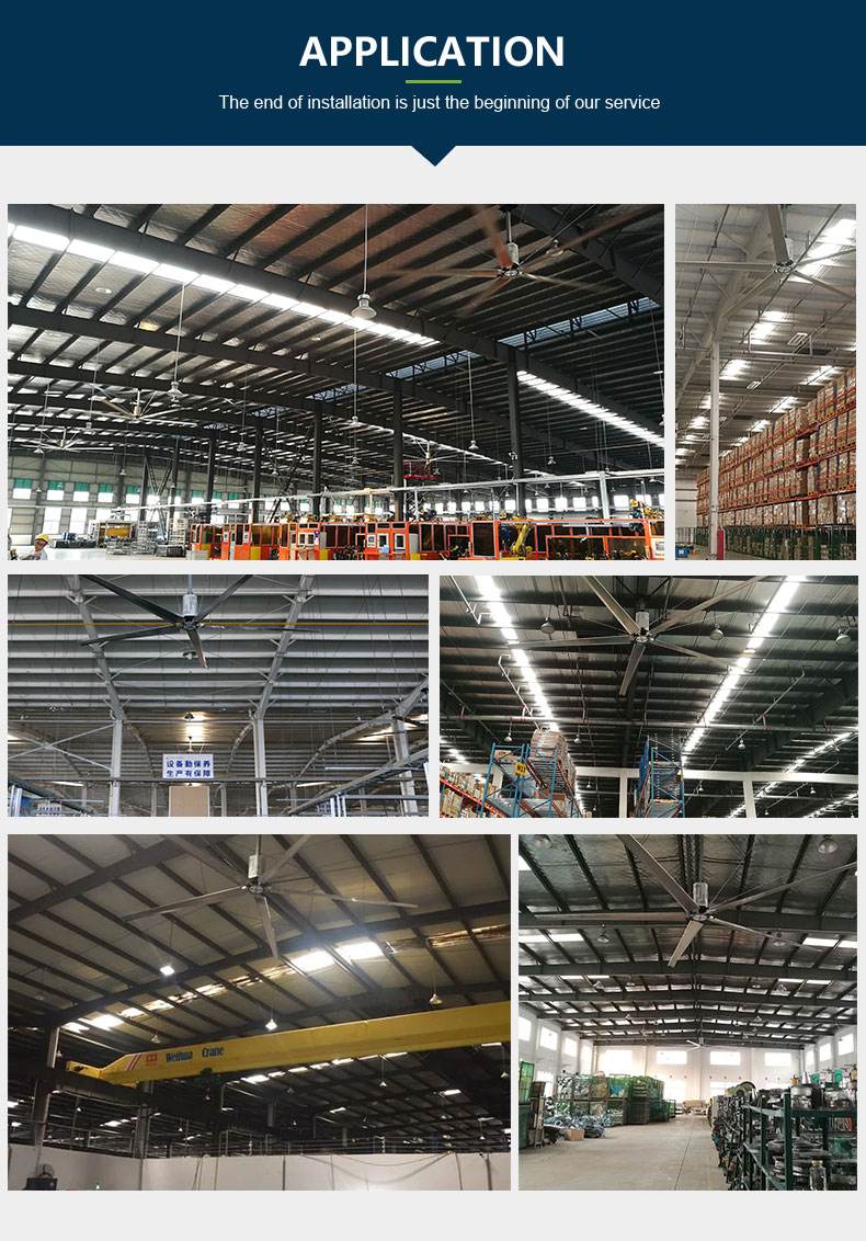 High Volume Low Speed 1.5kw Industrial Ceiling Fan Air Cooling Large Worshop Dawangfans 1.5KW/1.1KW 50HZ/60HZ 8FT-24FT 2 Years