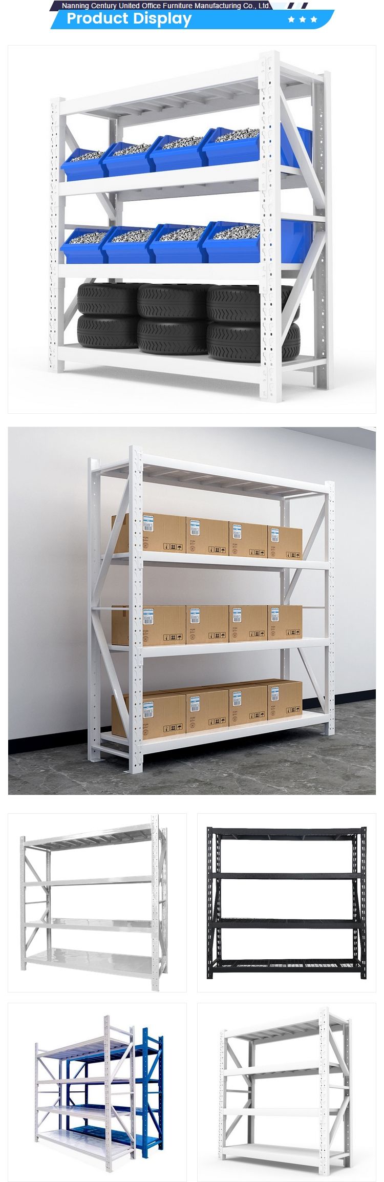 Industrial Shelf Heavy Duty Storage Metal Warehouse Garment Rack System