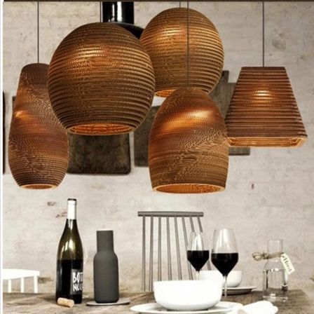 Staircase bar industrial corrugated paper honeycomb pendant lighting