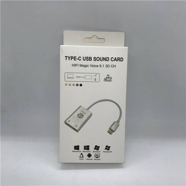 Microphone speaker type C 3D audio adapter virtual 9.1 channel sound card