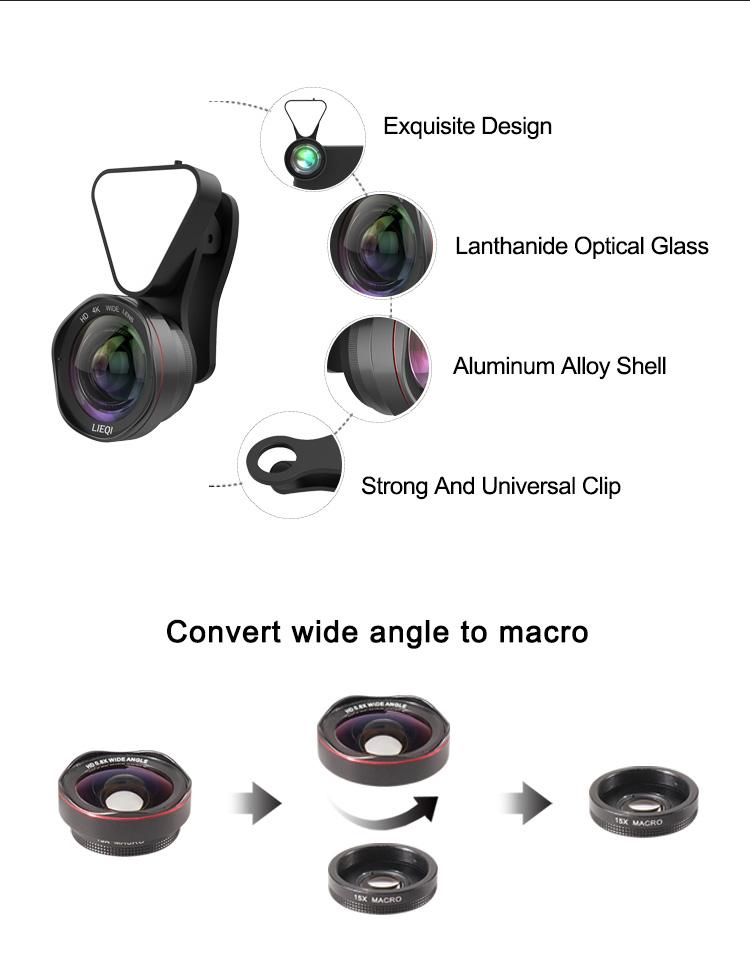 3 In 1 Lenses Set Mobile Camera Lenses With Selfie Light