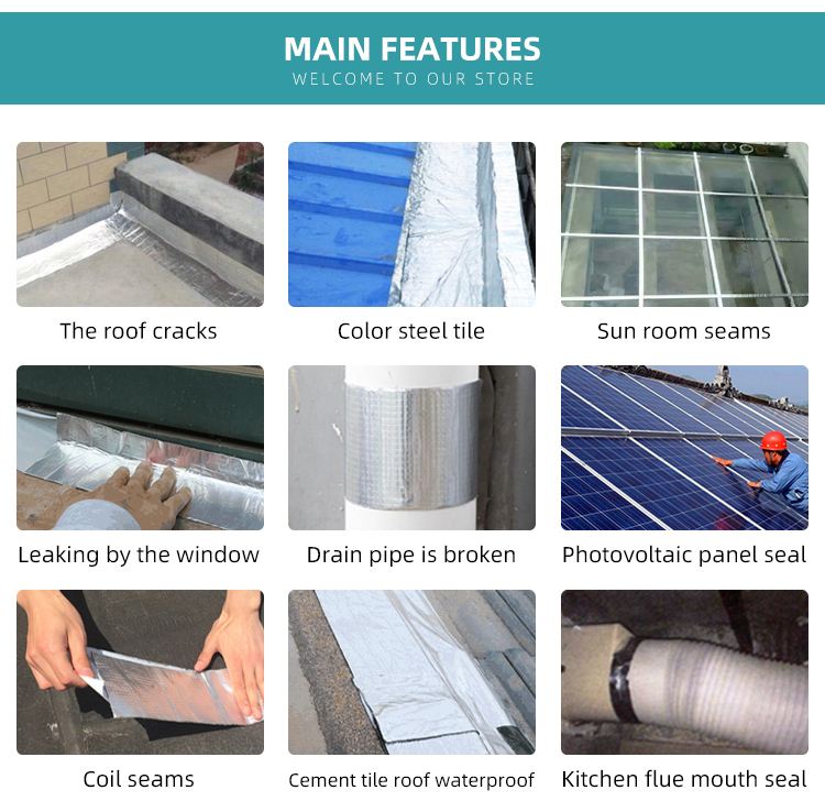 Waterproof reinforced aluminum foil repair rubber tape sealing repair roof tape