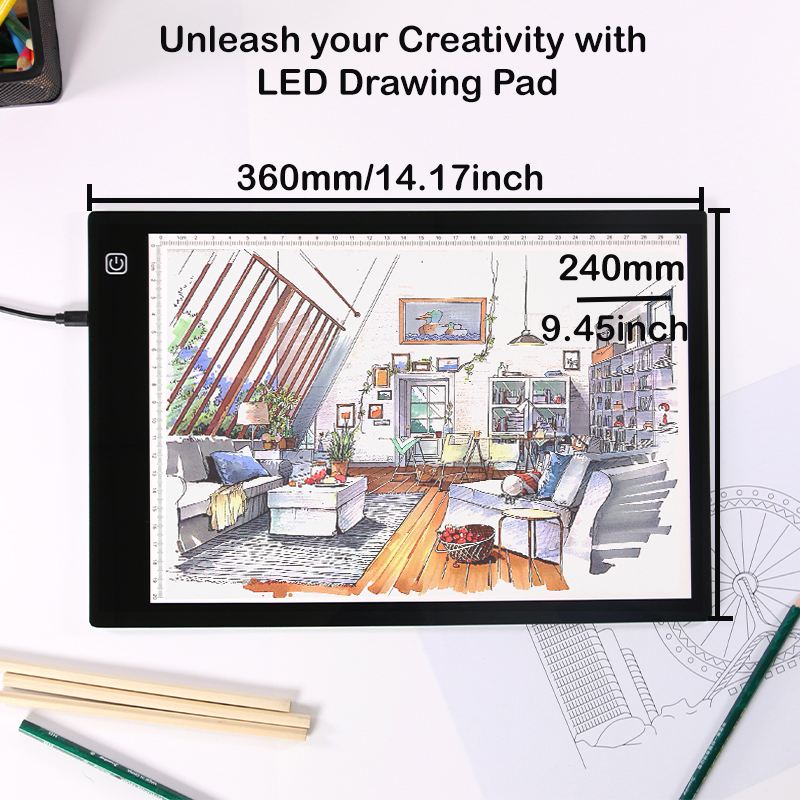 A4 LED Electronic Graphic  Digital Tablet Hand Writing Board Led light pad tracing light for drawing sketching and X-ray Viewing