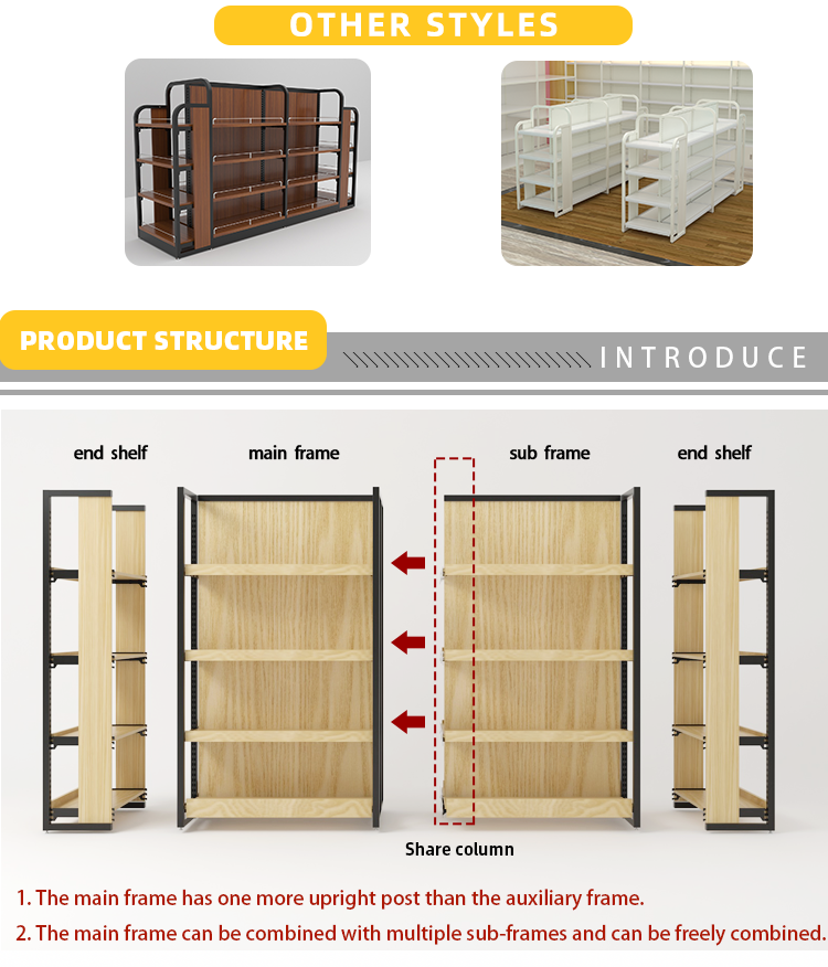 hot sale gondola shelving light duty Supermarket Metal Retail Display Shelving Shelf Rack Gondola Metal Display Grocery Store