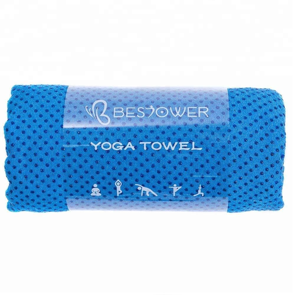 Wholesale Sport Gym Beach Custom Printed Logo Eco Friendly Cooling Silicon Dots Microfiber Non Slip Mat Yoga Towel