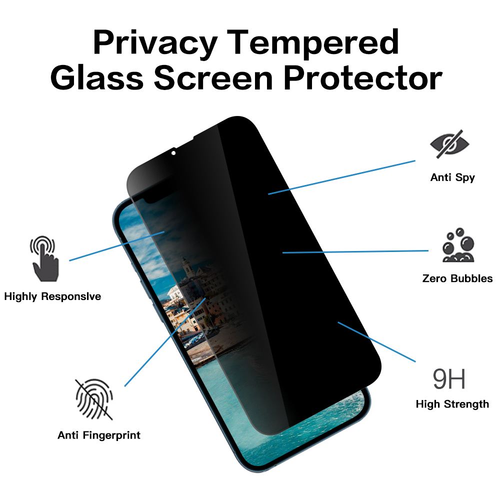 Factory supply wholesale  tempered glass privacy screen protector for iPhone 12 privacy screen