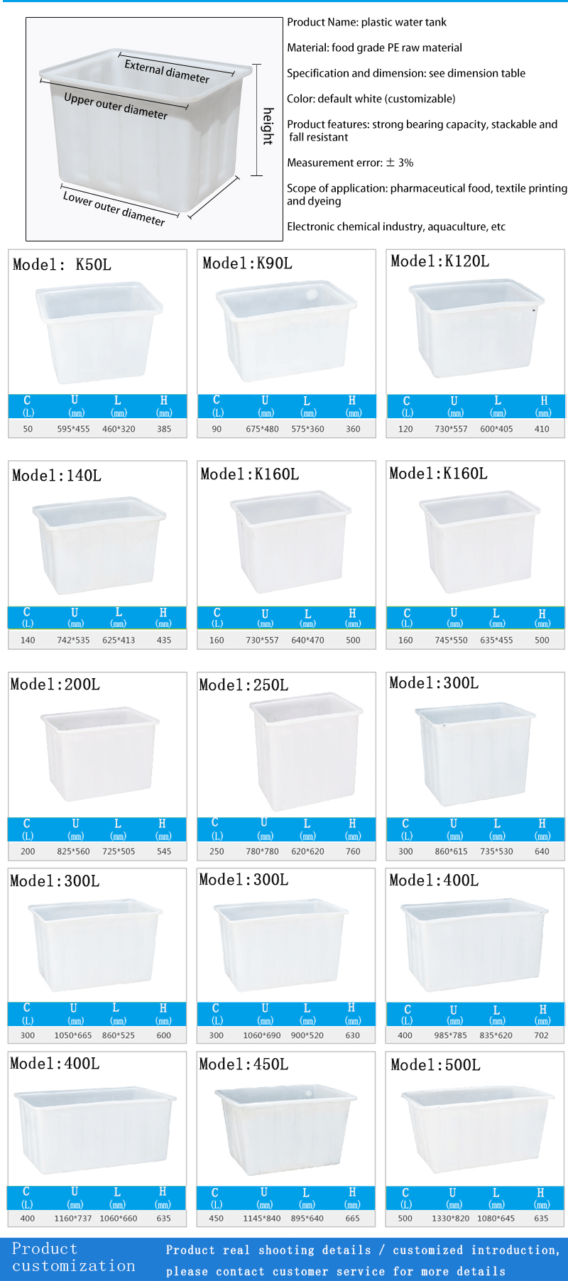 Food Grade Rectangle Poly Feed Storage Tub For Fish, Meat, Or Poultry Fresh And Organized