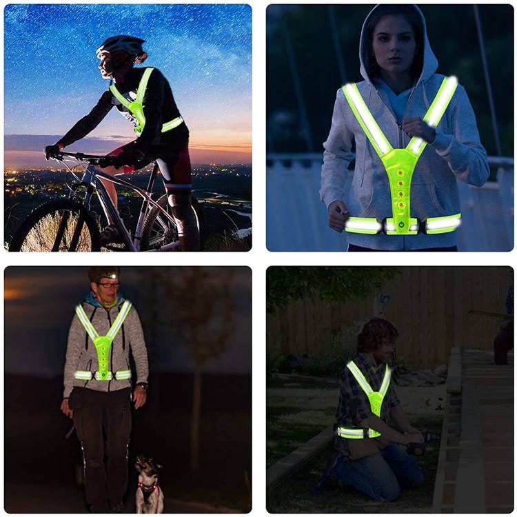 EN13356 road safety reflective vests reflective led flash vest for cycling climbing running led running reflective vest