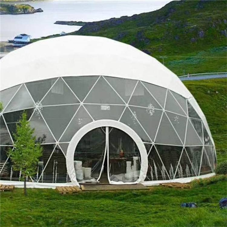 Big large geo white transparent clear pvc glass soundproof dome tent